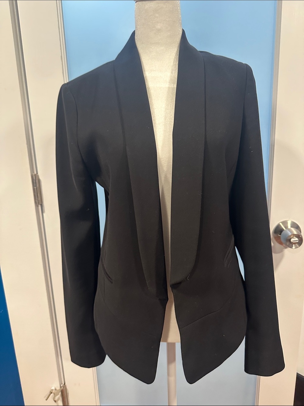 Express Black Open-Front Shawl-Collar Blazer